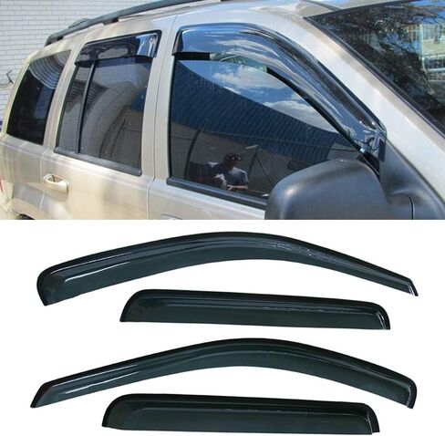 4pcs Original Shatterproof Side Window Wind Deflectors for Jeep Cherokee 14-23,Tape On Rain Guard Sets,Nice Looking Window Visor for Cars,Vent Deflector for 2014-2023 Jeep Cherokee 94981 in Kuwait