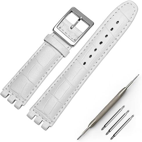 Watsch Strap for Swatch 17mm 19mm,Cow Leather Rubber Strap Compatible with Swatch Watch Replacement Band Men Women in Saudi Arabia