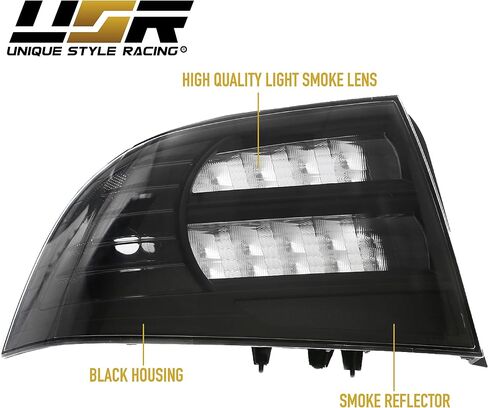 USR DEPO 3G TL Tail Lights-JDM على غرار مصابيح الذيل الخلفية السوداء السوداء (يسار + يمين) متوافق مع 2004-2008 Acura TL جميع الطرز بما في ذلك عدسة دخان الإسكان الأسود) (عدسة دخان الإسكان الأسود) in Kuwait
