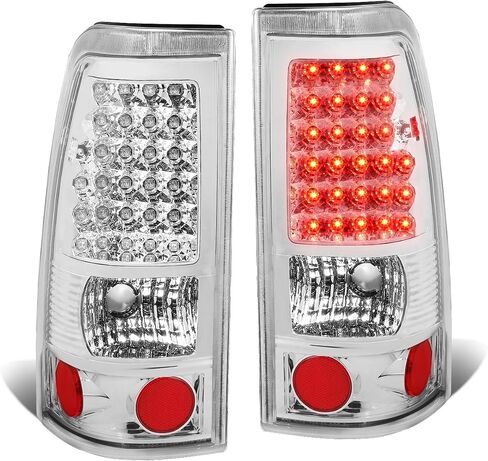 Auto Dynasty LED Tail Lights Compatible with 1999-2003 Chevy Silverado GMC Sierra 1500 2500HD 3500HD, Reverse Brake Lamp, Driver and Passenger Side, Chrome Housing Clear Lens in Kuwait
