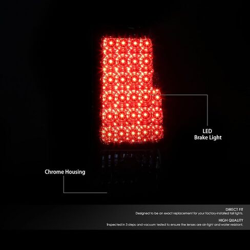 Auto Dynasty LED Tail Lights Compatible with 1999-2003 Chevy Silverado GMC Sierra 1500 2500HD 3500HD, Reverse Brake Lamp, Driver and Passenger Side, Chrome Housing Clear Lens in Kuwait