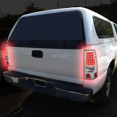 Auto Dynasty LED Tail Lights Compatible with 1999-2003 Chevy Silverado GMC Sierra 1500 2500HD 3500HD, Reverse Brake Lamp, Driver and Passenger Side, Chrome Housing Clear Lens in Kuwait