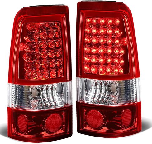 Auto Dynasty LED Tail Lights Compatible with 1999-2003 Chevy Silverado GMC Sierra 1500 2500HD 3500HD, Reverse Brake Lamp, Driver and Passenger Side, Chrome Housing Clear Lens in Kuwait