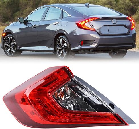 مع علامة الجانبية RH الخارجي الضوء الخارجي الملاءمة لعام 2016 2017 2018 2019 2020 2021 Honda Civic 4-Door Sedan Lamp مع المصابيح الخلفية على جانب الراكب جانب الراكب HO2805110 33500TBAA01 in Kuwait