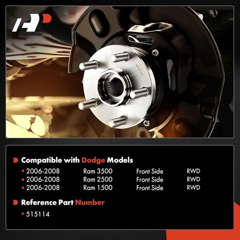 A-Premium 2 x Front Wheel Bearing and Hub Assembly with ABS & 8-Lug Compatible with Dodge Ram 1500 2006-2008, Ram 2500 2006-2008, Ram 3500 2006-2008, RWD in Saudi Arabia