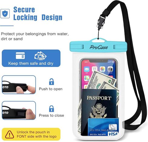 Procase 4 Pack Pack Pouch Pouch Pouch Bag Bag Dry Underwate For iPhone 16 15 14 13 12 11 Pro Plus Max Mini XS XR X 8 7 ، Galaxy S23 S22 S21 Ultra Note to 7 "-clear in Kuwait