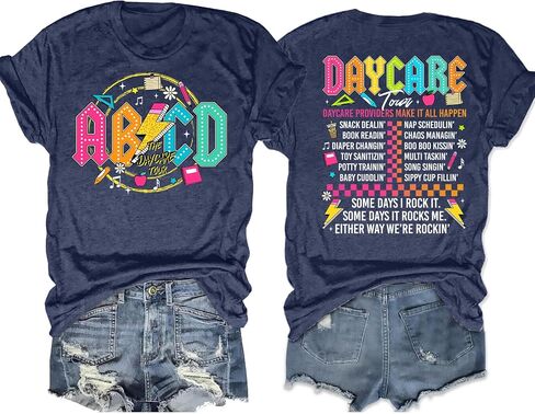 LAZYCHILD Teacher Shirts Women ABCD Teacher T-Shirt Teacher Life Shirt First Day of School Teachers Gifts Tops in Saudi Arabia