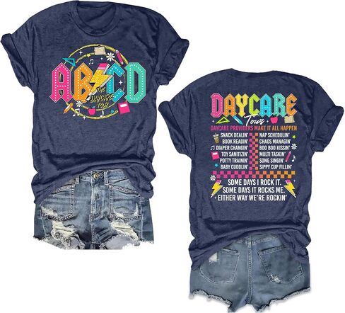 LAZYCHILD Teacher Shirts Women ABCD Teacher T-Shirt Teacher Life Shirt First Day of School Teachers Gifts Tops in Saudi Arabia