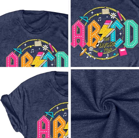 LAZYCHILD Teacher Shirts Women ABCD Teacher T-Shirt Teacher Life Shirt First Day of School Teachers Gifts Tops in Saudi Arabia