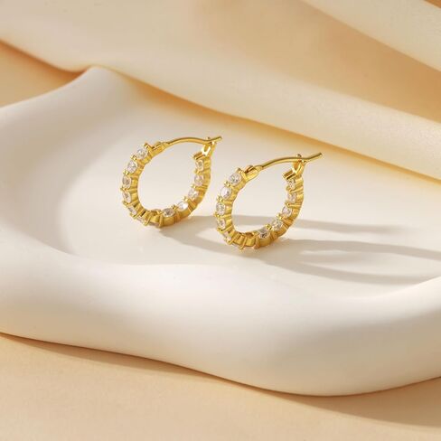 14K Gold-plated Cubic Zirconia Women's Earrings | Elegant Cubic Zirconia Gemstone Earrings with Inner Buttons in Saudi Arabia