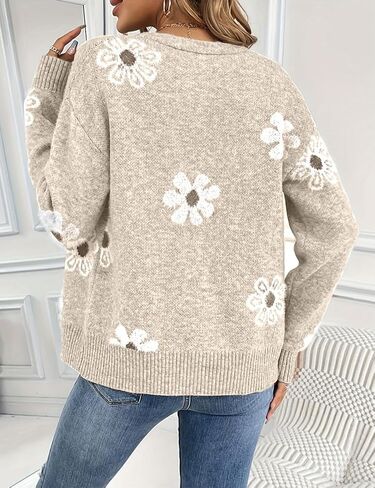 المثل العليا للسيدات ديزي سترة سترة كارديجان خريف الزر الشتاء أسفل سترات زهور الأزهار in Kuwait