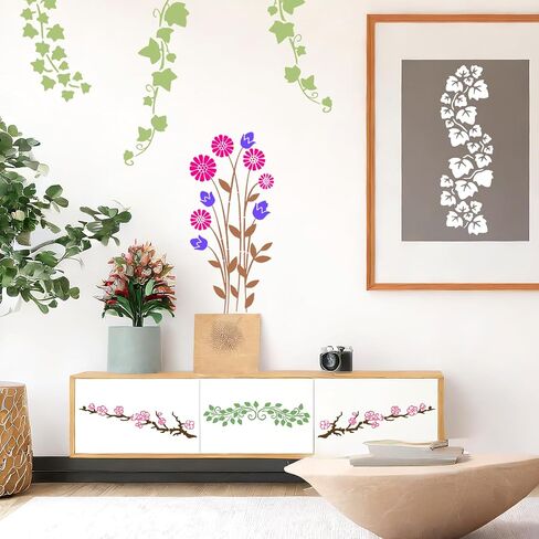 36 قطعة من الإستنسل لمجموعة الطلاء ، 15 مساءً الإستنسل ، رسائل الحروف الأبجدية ، 11pcs يترك الزهور نباتات الإستنسل ، 10 مساءً من الإستنسل اليومية ، قوالب حرفية للطلاء على الخشب ، ديكور المنزل in Saudi Arabia