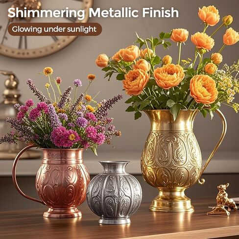 Nicpro Acrylic Paint Metallic, 3 Colors Gold, Silver, Copper 8.45oz/250ml Gold Leaf Paint, Non Toxic, Non Fading for Art Painting, Handcrafts, Ideal for Multi-surface, Canvas, Wood, Clay, Metal in Kuwait