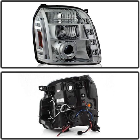 Acanii - لعام 2007-2013 GMC Yukon Denali XL SUV LED Halo Chrome Housing Projector المصابيح الأمامية ، السائق والركاب in Saudi Arabia