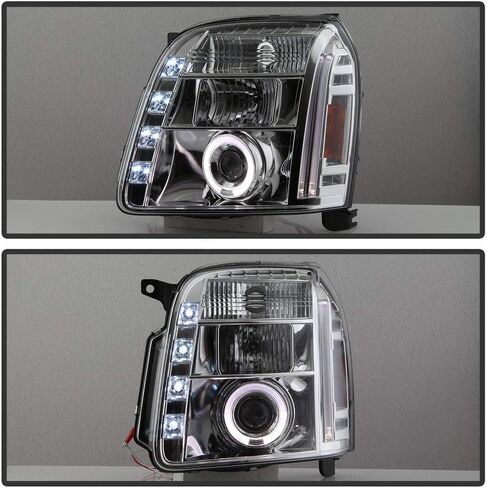 Acanii - لعام 2007-2013 GMC Yukon Denali XL SUV LED Halo Chrome Housing Projector المصابيح الأمامية ، السائق والركاب in Saudi Arabia