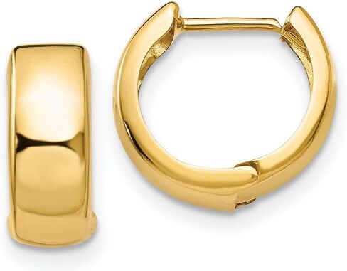 4mm Polished Hinged Hoop Huggie Earrings in Real 14k Gold in Saudi Arabia