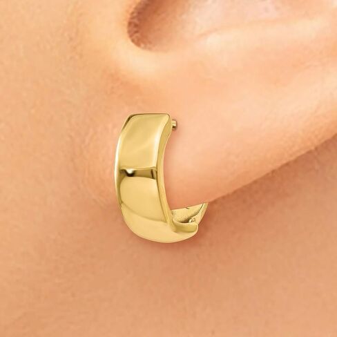 4mm Polished Hinged Hoop Huggie Earrings in Real 14k Gold in Saudi Arabia