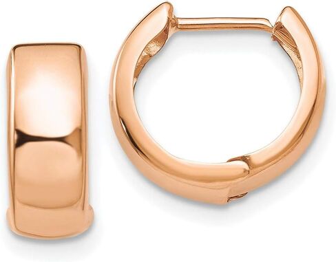 4mm Polished Hinged Hoop Huggie Earrings in Real 14k Gold in Saudi Arabia