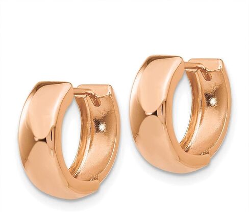4mm Polished Hinged Hoop Huggie Earrings in Real 14k Gold in Saudi Arabia