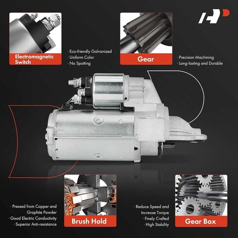 A-Premium Starter Motor متوافق مع Ford Transit-150 Transit-250 Transit-350 ، 2015 2016 2017 2018 ، 3.2L ، 12V ، 2.2kW ، عقارب الساعة ، 12-TOUTH in Saudi Arabia