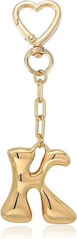Gold Initial Letter Keychain Bag Charms Gifts for Women, Cute Girly Handbag Accessories,Heart Keychains for Purse in Kuwait