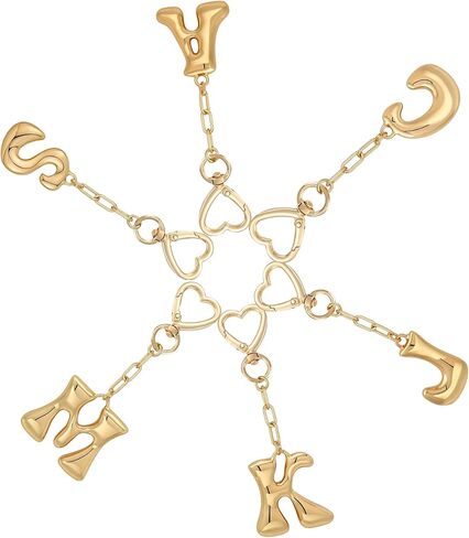 Gold Initial Letter Keychain Bag Charms Gifts for Women, Cute Girly Handbag Accessories,Heart Keychains for Purse in Kuwait