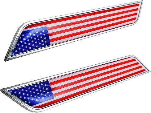 Generic OnlyYou.X USA Flag Emblem USA Flag Badge American Flag Decal American Flag Sticker for Universal Cars 2 Pieces Left and Right Metal Chrome with Red in Saudi Arabia