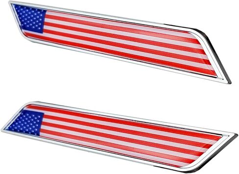 Generic OnlyYou.X USA Flag Emblem USA Flag Badge American Flag Decal American Flag Sticker for Universal Cars 2 Pieces Left and Right Metal Chrome with Red in Saudi Arabia
