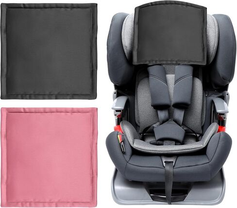 غطاء رأس Carek Carseat للطفل: غطاء رأس سيارة ساتين ساتين للطفل واقي مسند الرأس للبنات حماية الشعر النائمة 2pcs وردية اللون والأسود in Kuwait