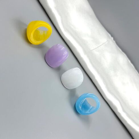 Colorful Chunky Resin Rings Set for Women Acrylic Dome Thick Statement Ring Personalized Candy Color Big Ring for Women Y2k Jewelry Accessories in Saudi Arabia