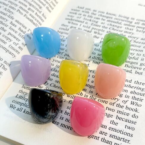 Colorful Chunky Resin Rings Set for Women Acrylic Dome Thick Statement Ring Personalized Candy Color Big Ring for Women Y2k Jewelry Accessories in Saudi Arabia