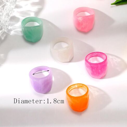 Colorful Chunky Resin Rings Set for Women Acrylic Dome Thick Statement Ring Personalized Candy Color Big Ring for Women Y2k Jewelry Accessories in Saudi Arabia