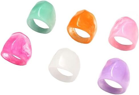 Colorful Chunky Resin Rings Set for Women Acrylic Dome Thick Statement Ring Personalized Candy Color Big Ring for Women Y2k Jewelry Accessories in Saudi Arabia
