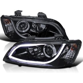 مواصفات ضبط المصابيح LED LED LED BAR أسود دخان الإسقاط الأمامية متوافقة مع 2008-2009 Pontiac G8 ، Left + Pair Pair Assembly Assembly in Saudi Arabia