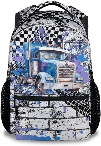 Kids Backpack for Kindergarten, 17 Inch Funny Truck Backpacks for Boys, Green Large Capacity Bookbag for Middle School in Kuwait