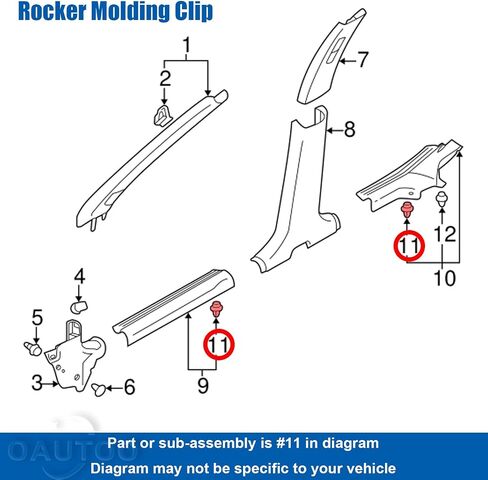 OAUTOO 25pcs Exterior Rocker Molding Clip for Mitsubishi MB344789, Hyundai 8777028000 in Saudi Arabia