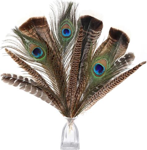 Ballinger Natural Pheasant Craft Feathers - 4 Styles 24pcs 8-12inch Assorted Large Feathers Bulk,Peacock Feathers, Pheasant Feathers,Turkey Feathers for Crafting Vase Hat Wedding Autumn Party Decor in Saudi Arabia