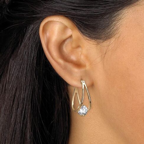 Palmbeach الأصفر المطلي بالذهب و Silvertone Zirconia Zirconia 2 قطعة مجموعة الأقراط (28 ملم) in Saudi Arabia