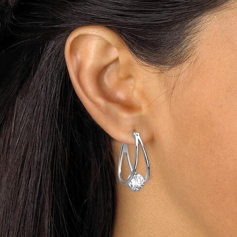 Palmbeach الأصفر المطلي بالذهب و Silvertone Zirconia Zirconia 2 قطعة مجموعة الأقراط (28 ملم) in Saudi Arabia