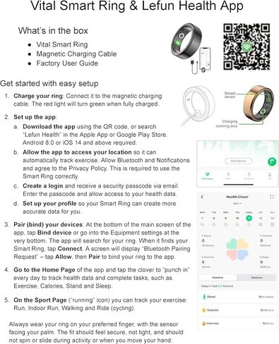 Vital Health Smart Ring for Women Charging Case Black Smart Ring for Men with Fitness Tracking, Sleep Monitor, Activity Tracking, App (Vital Health Ring Charging Case in Kuwait
