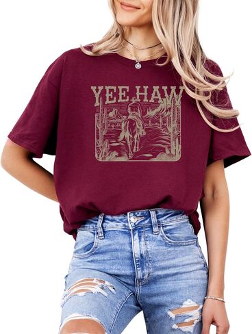 Yee Haw Western Graphic T-Shirt – Vintage Country Rodeo Tee for Men & Women – Cowboy Cowgirl Horse Desert Style Top in Saudi Arabia