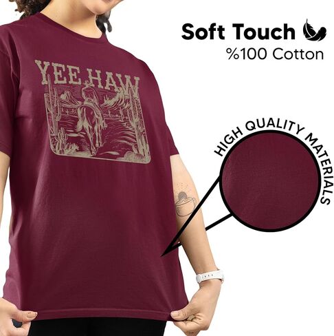 Yee Haw Western Graphic T-Shirt – Vintage Country Rodeo Tee for Men & Women – Cowboy Cowgirl Horse Desert Style Top in Saudi Arabia