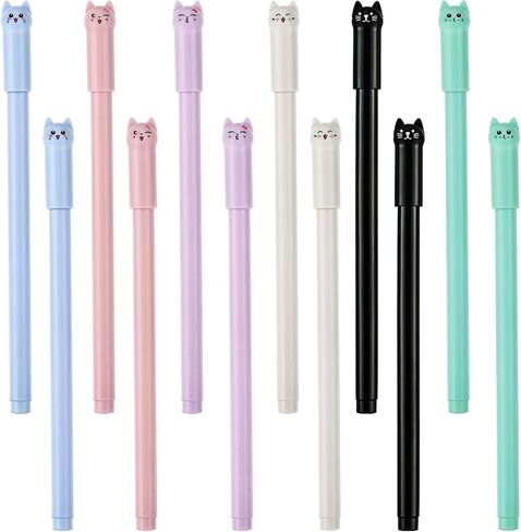 6PCS Kawaii Cat Pens Cute Animal Gel Pens Cat Style Cat Pencils with 0.5mm Black Ink, Cat Stationary Supplies Fine Point Ball Pens Nice Fun Themed Gifts for Cat Lovers Women Kids School and Office Use in Saudi Arabia