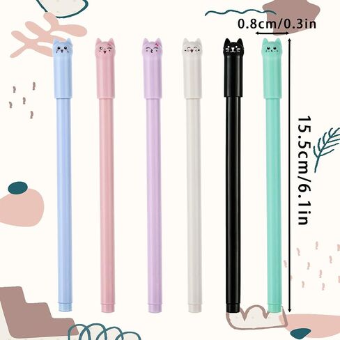 6PCS Kawaii Cat Pens Cute Animal Gel Pens Cat Style Cat Pencils with 0.5mm Black Ink, Cat Stationary Supplies Fine Point Ball Pens Nice Fun Themed Gifts for Cat Lovers Women Kids School and Office Use in Saudi Arabia