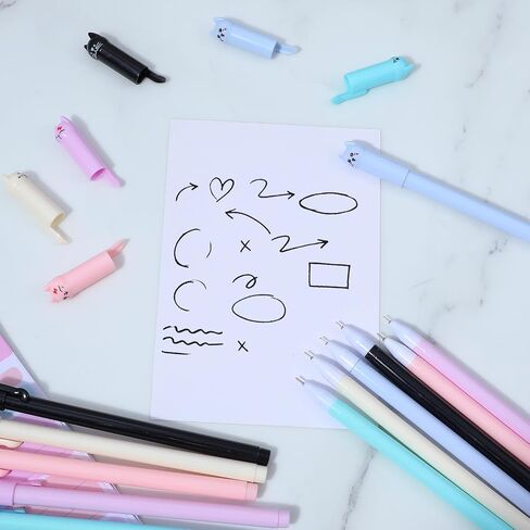 6PCS Kawaii Cat Pens Cute Animal Gel Pens Cat Style Cat Pencils with 0.5mm Black Ink, Cat Stationary Supplies Fine Point Ball Pens Nice Fun Themed Gifts for Cat Lovers Women Kids School and Office Use in Saudi Arabia