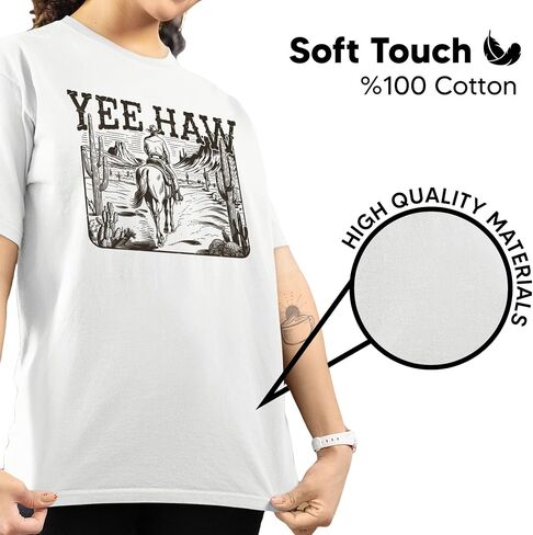Yee Haw Western Graphic T-Shirt – Vintage Country Rodeo Tee for Men & Women – Cowboy Cowgirl Horse Desert Style Top in Saudi Arabia