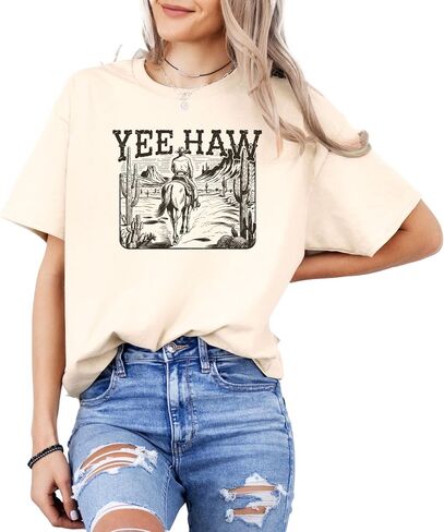 Yee Haw Western Graphic T-Shirt – Vintage Country Rodeo Tee for Men & Women – Cowboy Cowgirl Horse Desert Style Top in Saudi Arabia