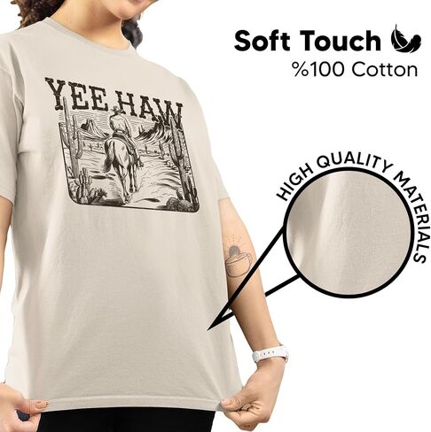 Yee Haw Western Graphic T-Shirt – Vintage Country Rodeo Tee for Men & Women – Cowboy Cowgirl Horse Desert Style Top in Saudi Arabia
