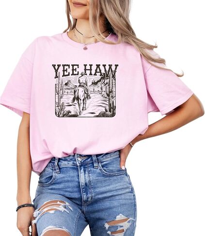 Yee Haw Western Graphic T-Shirt – Vintage Country Rodeo Tee for Men & Women – Cowboy Cowgirl Horse Desert Style Top in Saudi Arabia
