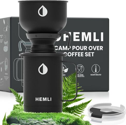 Pour Over Coffee Maker Camp Set – Vacuum Insulated Mug with Leakproof Lid, Stainless Steel Micro Filter, Scratch-Resistant Finish, Portable Coffee Maker for Camping, Travel & Outdoor Adventures in Kuwait